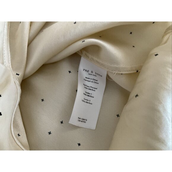 Rag & Bone Off White Silk Neutral Long Sleeve Classic Quiet Luxury Blouse Top M - Picture 4 of 10